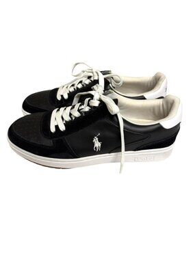 Polo Ralph Lauren Mens Court Sneakers Shoes Leather Suede Black 10